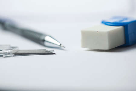 Black automatic pencil still detail and eraser - high quality photoの写真素材