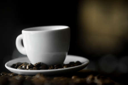 Coffee cup and coffee beans at a coffee shop. Still details. high quality photoの写真素材