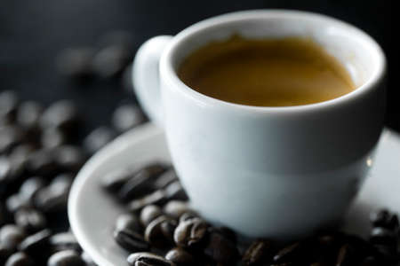 Coffee cup and coffee beans at a coffee shop. Still details. high quality photoの写真素材