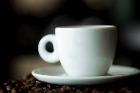 Coffee cup and coffee beans at a coffee shop. Still details. high quality photoの写真素材
