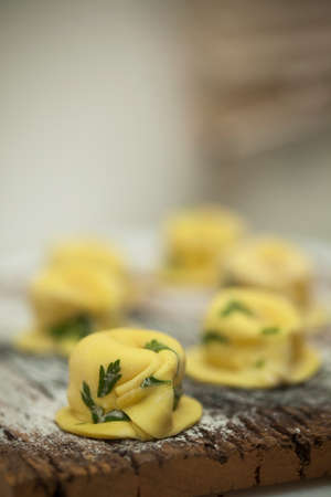 Capeletti raw and dry and flower close up details shotsの写真素材