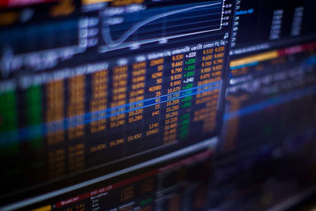 Real live stock exchange trading stocks display panel. high quality photoの写真素材