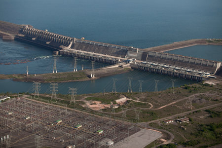 hydroelectric energy power plant water . high quality photoの写真素材