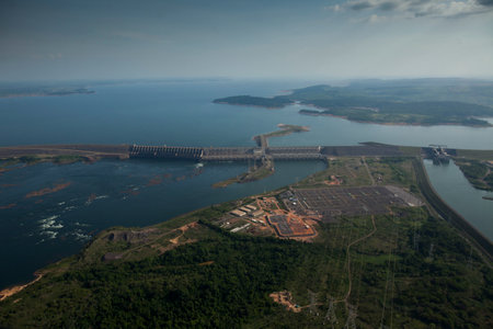 hydroelectric energy power plant water . high quality photoの写真素材