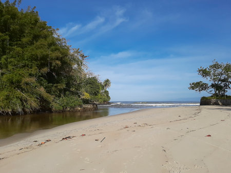 Empty beach view with no people ocean and seaの写真素材