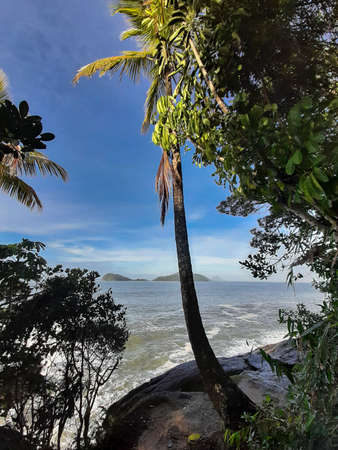 Empty beach view with no people ocean and seaの写真素材