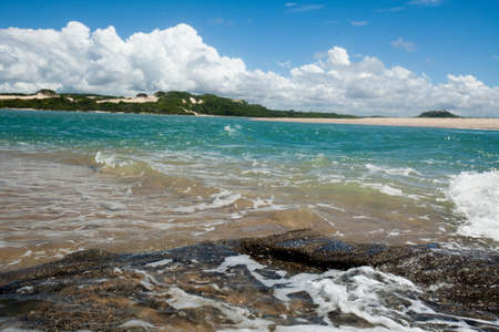 Empty beach view with no people ocean and seaの写真素材