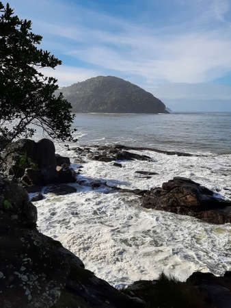 Empty beach view with no people ocean and seaの写真素材