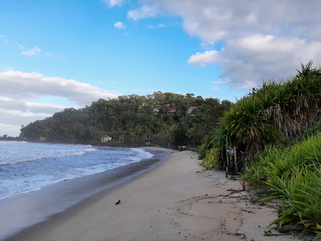 Empty beach view with no people ocean and seaの写真素材
