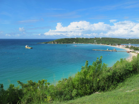 Empty beach view with no people ocean and sea --Caribbean seaの写真素材
