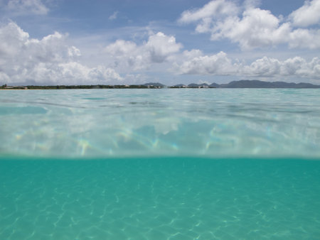 Empty beach view with no people ocean and sea --Caribbean seaの写真素材