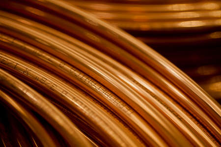 COPPER FACTORY. CLOSE UP, DETAIL OF COPPER High quality photoの写真素材