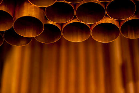 COPPER FACTORY. CLOSE UP, DETAIL OF COPPER High quality photoの写真素材