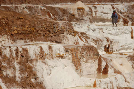 View of salt mines or ponds in Maras, Peru. They are known as Salineras in Spanish.の写真素材