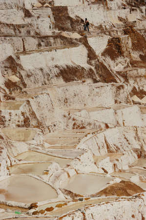 View of salt mines or ponds in Maras, Peru. They are known as Salineras in Spanish.