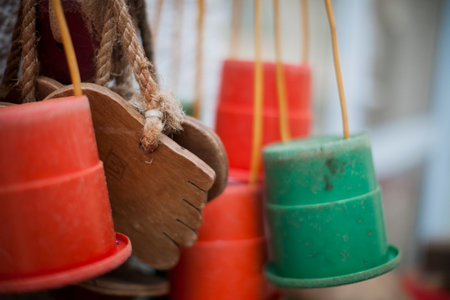 concept of early childhood development. children's toys and tools made of wood. educational toys. high quality photoの写真素材