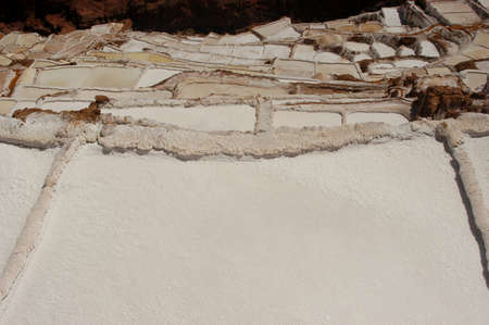 View of salt mines or ponds in Maras, Peru. They are known as Salineras in Spanish.の写真素材