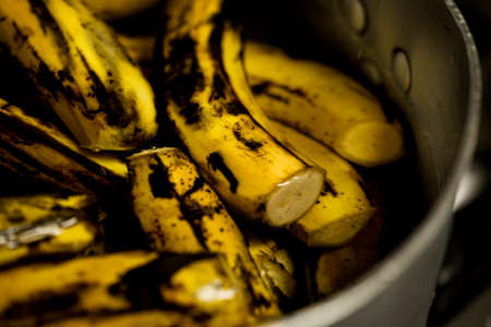 Banana fruit. The color is yellow. This fruit can be eaten immediately it tastes sweet and fragrant . high quality photoの写真素材