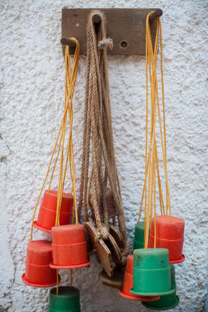 concept of early childhood development. children's toys and tools made of wood. educational toys. high quality photoの写真素材