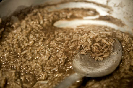 Typical Brazilian dish - rice and beans. Made with black beans. Food background. high quality photoの写真素材