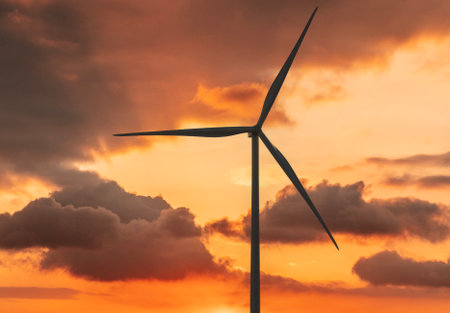 wind turbines farm, wind power generation equipment, clean energy concept, renewable energy