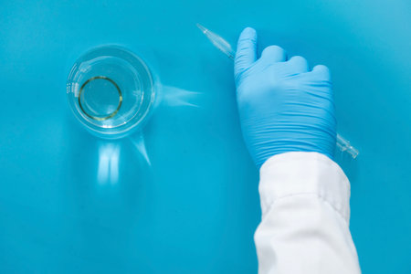 Production line pharmaceutical industry. Manufacturing of drugs and medications, pharmaceuticals. laboratoryの写真素材