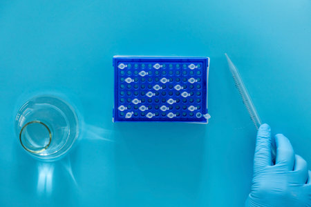 Laboratory setting with test tubes and laboratory equipment.