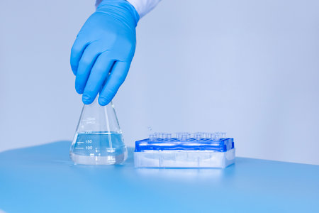 Production line pharmaceutical industry. Manufacturing of drugs and medications, pharmaceuticals. Laboratoryの写真素材