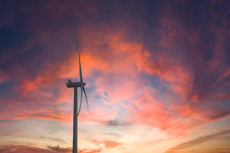 wind turbines farm, wind power generation equipment, clean energy concept, renewable energy