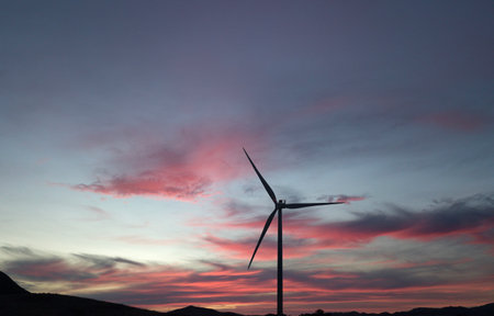 wind turbines farm, wind power generation equipment, clean energy concept, renewable energy
