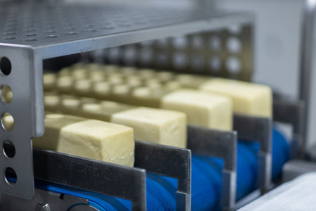 Mozzarella cheese factory. Scenes in a mozzarella cheese industry - industrial complex.の写真素材