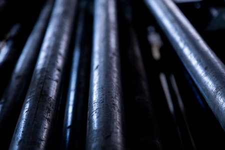 Metal pipes perspective industrial construction background