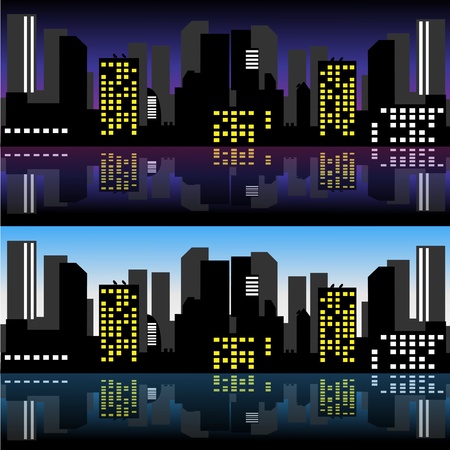 River city night and dayのイラスト素材