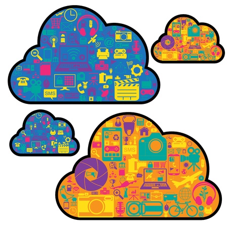 cloud network iconsのイラスト素材