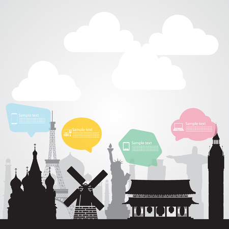 travel landmark communication backgroundのイラスト素材