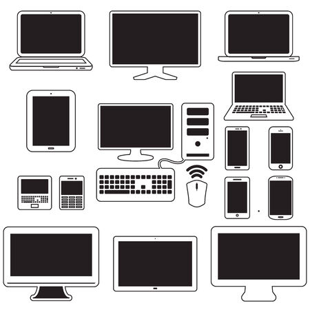 laptop, tablet computer, monitor and mobile screenのイラスト素材