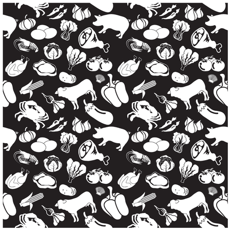 Farm animals, fruits and vegetablesのイラスト素材
