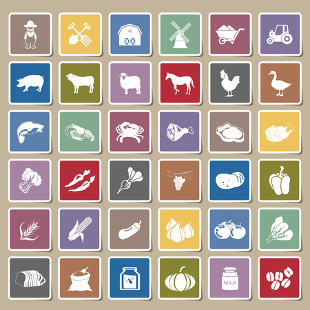 farm icons Sticker Setのイラスト素材
