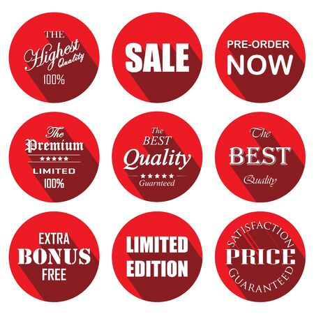 price tag red circle labels and stickersのイラスト素材
