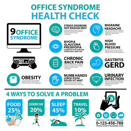 Office syndrome Infographics and iconsのイラスト素材