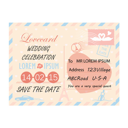postcard template for wedding invitationのイラスト素材