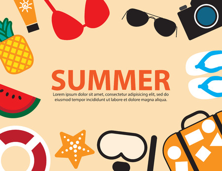 travel summer holiday beach side,vector backgroundのイラスト素材
