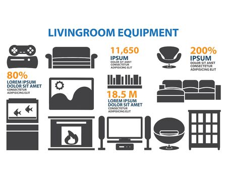 Living room icon Set Infographicのイラスト素材