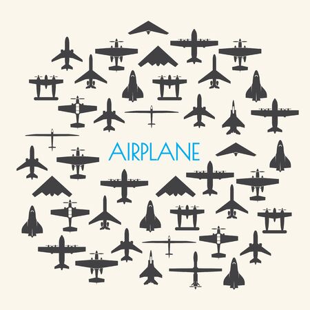 airplane icons set and Backgroundのイラスト素材