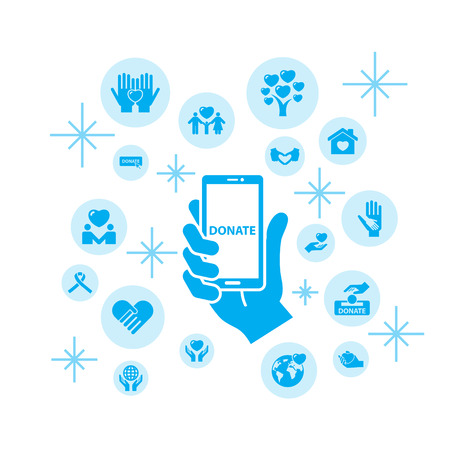 Charity and love icons,Communication via Internetのイラスト素材