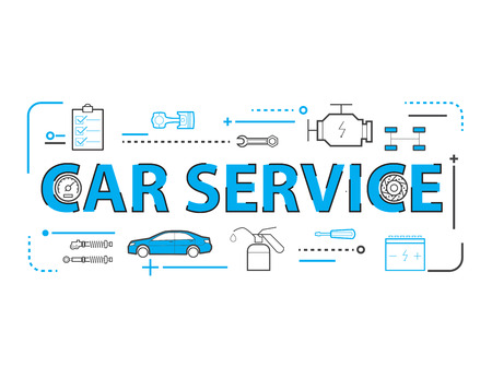 Car service,Auto mechanic working in garage, Repair serviceのイラスト素材