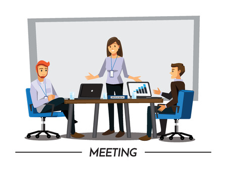 Business People Having Board Meeting,Vector illustration cartoon characterのイラスト素材