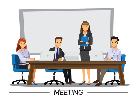 Business People Having Board Meeting,Vector illustration cartoon characterのイラスト素材