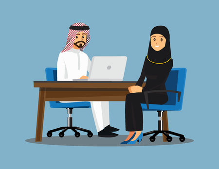 Arabian Business People teamwork ,Vector illustration cartoon character.のイラスト素材