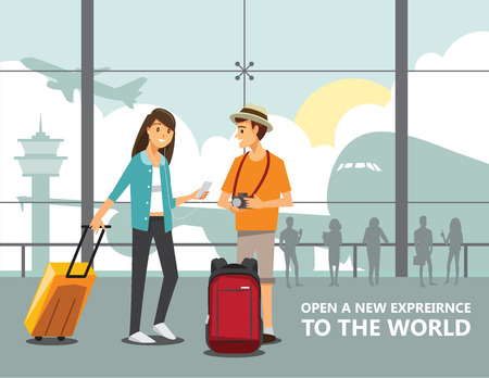 Landmark and transport (travel, infographic, flight) ,Vector illustration cartoon characterのイラスト素材